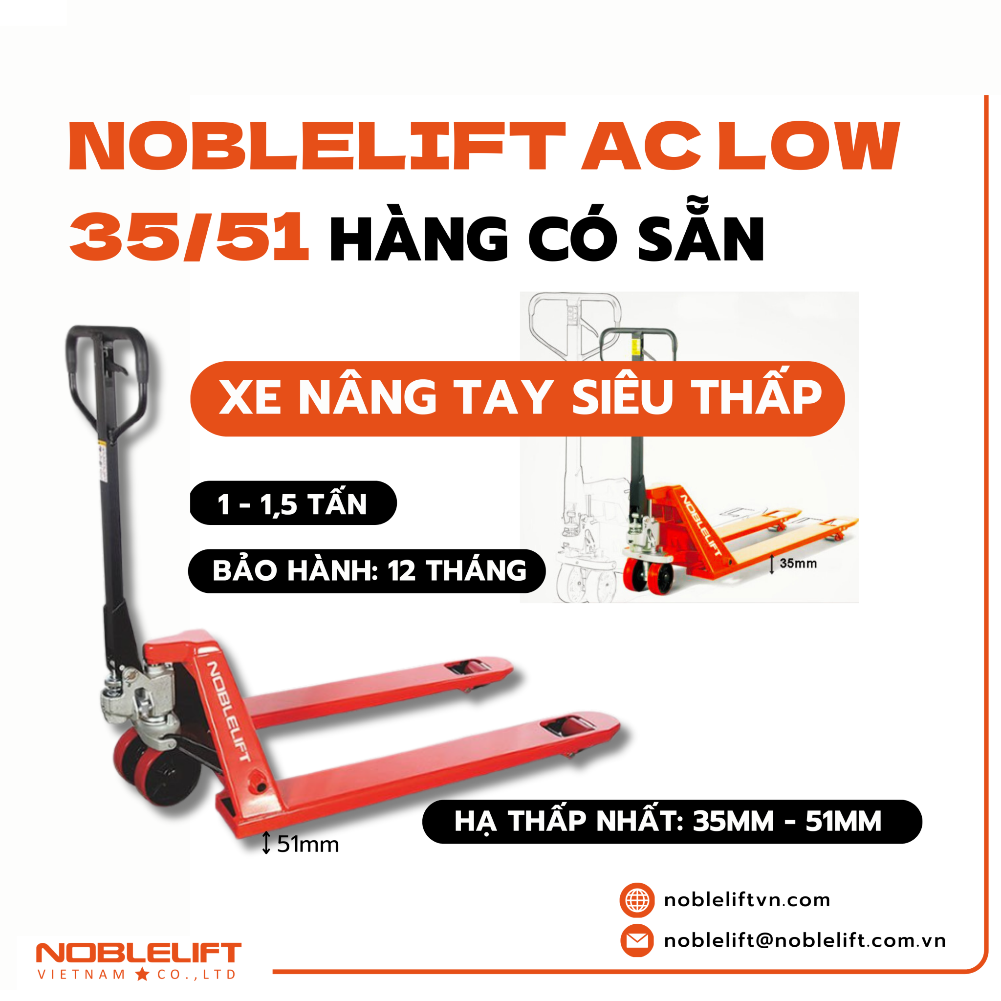 Xe nâng tay siêu thấp NOBLELIFT AC LOW 35/51