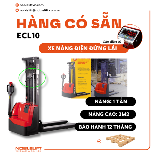  Xe nâng điện đứng lái gắn cân ECL10 Noblelift