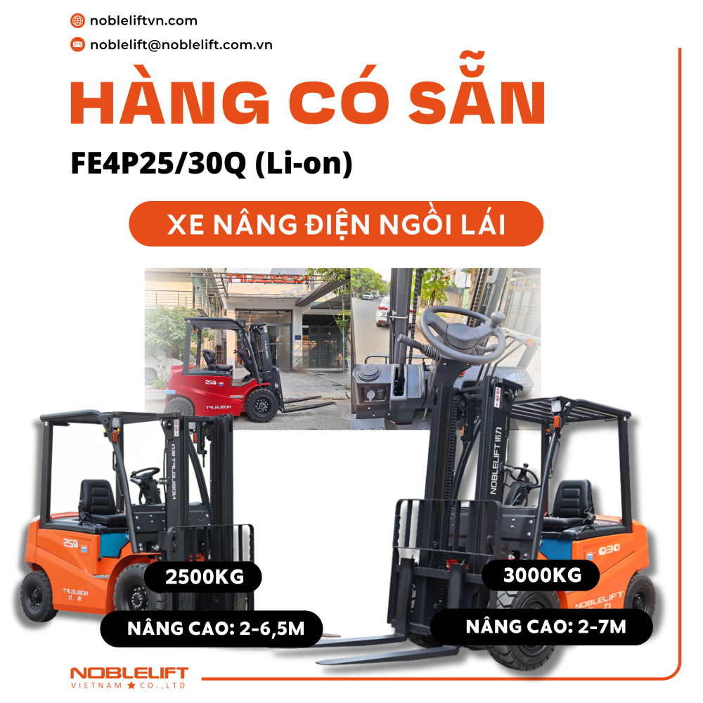 Xe nâng điện ngồi lái 3 tấn FE4P25Q & FE4P30Q (Li-on) Noblelift