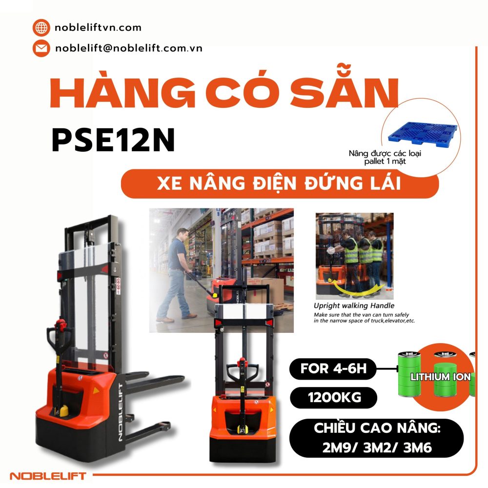  Xe nâng điện đứng lái 1,2 tấn PSE12N NOBLELIFT