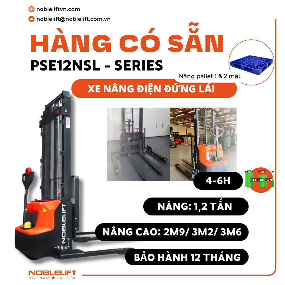 Xe nâng điện đứng lái chân rộng PSE12NSL NOBLELIFT