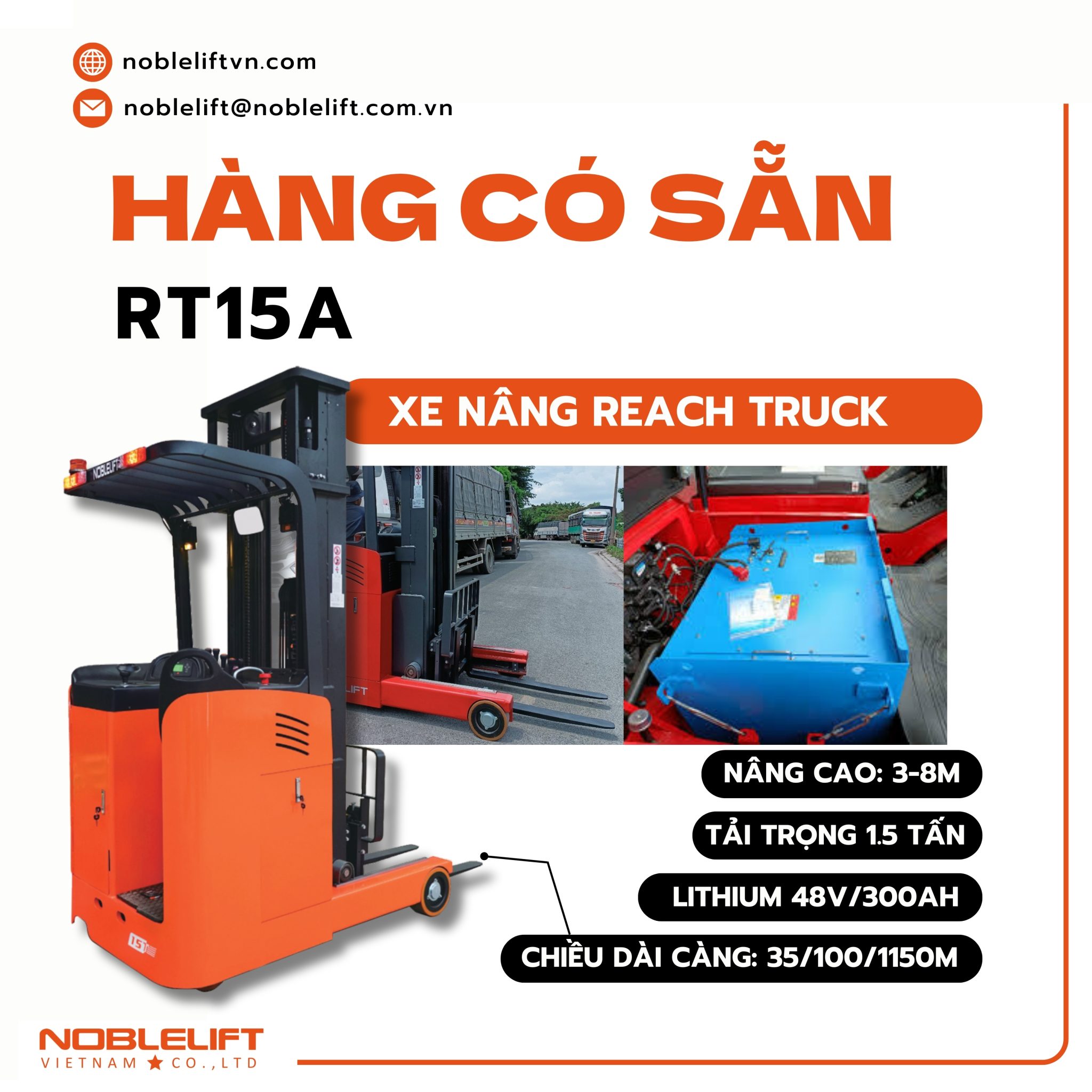  Xe Nâng Điện Reach Truck Đứng Lái RT15A