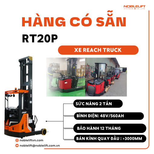 Xe Nâng Điện Reach Truck 2 Tấn | NOBLELIFT RT20Pro
